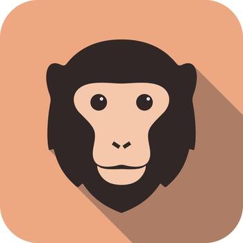 Creative representation of a monkeys face with a minimalistic design set against a warm background vector