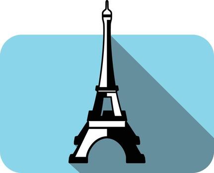 ilustración de eiffel torre en plano diseño estilo con azul antecedentes y largo sombra efecto vector
