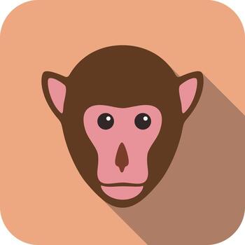 Cute cartoon monkey face with simple features and shadow effect on a light background vector