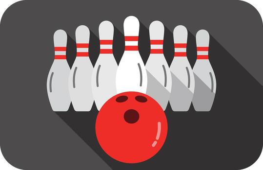 Bowling ball approaching pins in a game setting with creative digital design elements showcased clearly vector
