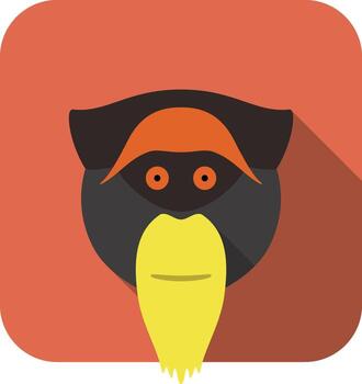 Stylized illustration of a monkeys face with bold features and vibrant colors on a flat background vector