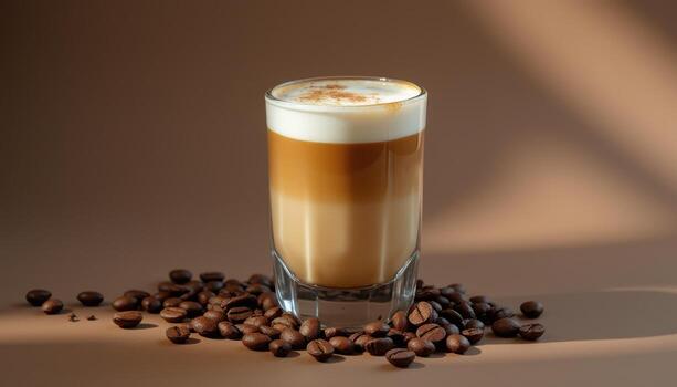 A glass of coffee with a white foam on top photo