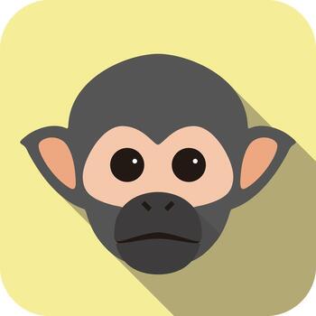 Cute cartoon monkey face illustration with simple design and pastel background highlighting playful character vector