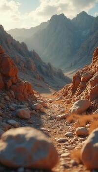 A desert landscape with rocks and rocks photo
