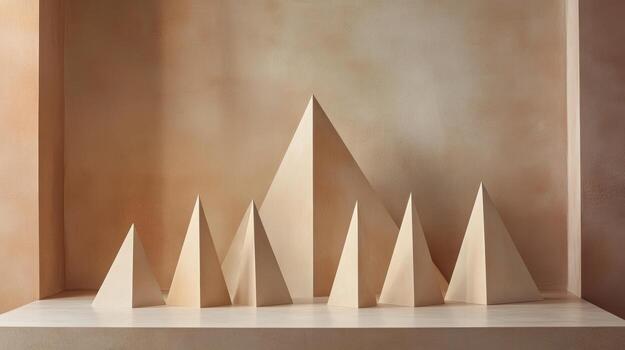 un grupo de de madera esculturas en un estante foto