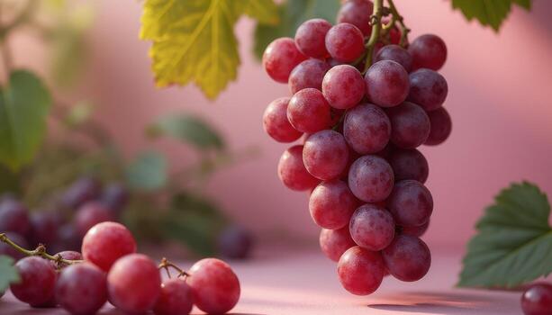uvas en un rosado antecedentes foto