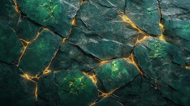 verde Roca textura con oro ligero foto