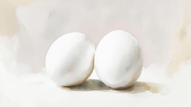 Two white eggs on a white background photo