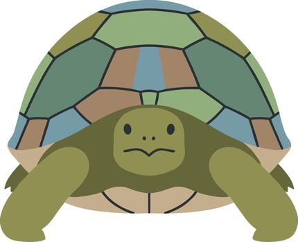 Simple Flat Illustration of a Friendly Turtle Character with a Shell vector