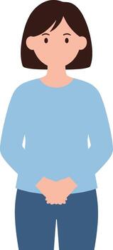 Flat Simple Style Illustration of Standing Woman Character with Relaxed Pose vector