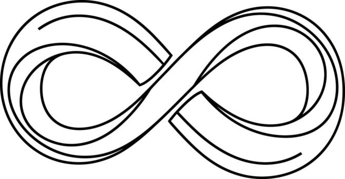 Layered infinity symbol line art icon for continuous loop or eternal logo design vector
