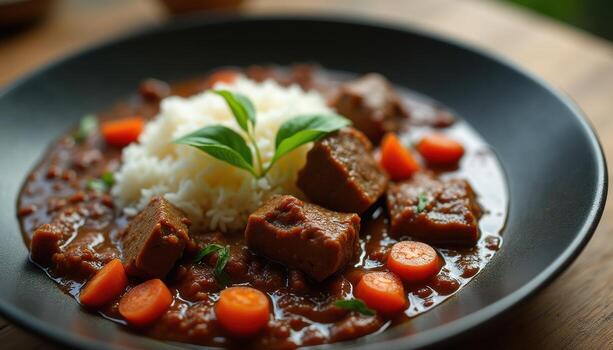 Curry beef and rice photo
