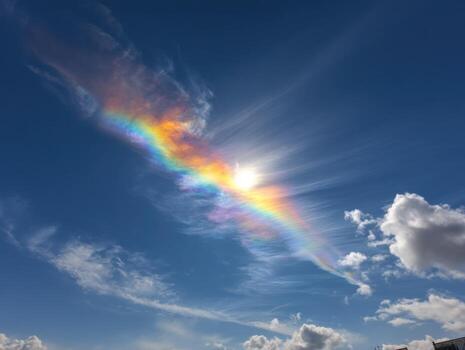 An Uncommon Fire Rainbow Effect Within High Altitude Clouds photo