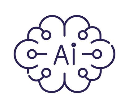 Abstract Artificial Intelligence symbol in a brain shape, representing a neural network. vector