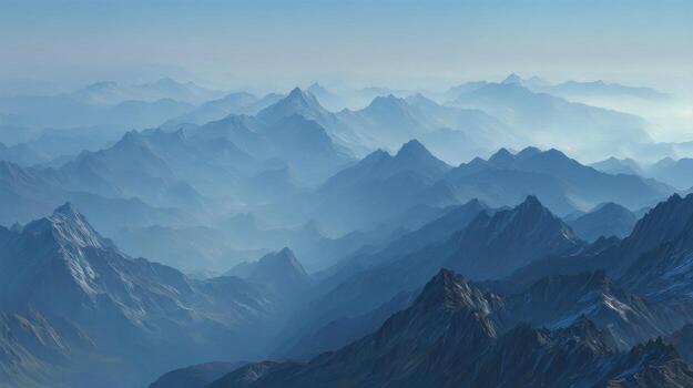 A Mountain Scene with Multiple Layers of Blue photo