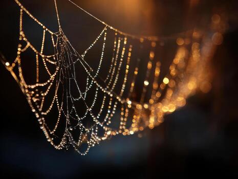 Morning Dew Forming a Necklace on a Spiders Web photo