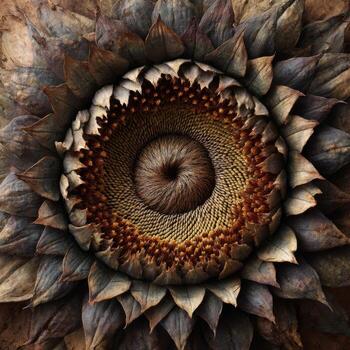 The Flawless Spiral Pattern of a Late Fall Sunflower photo