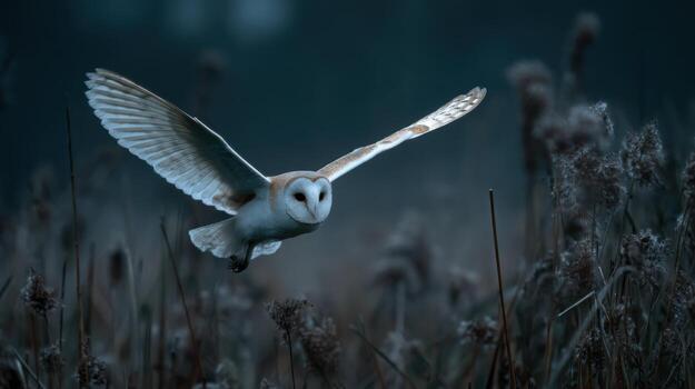 The Silent Journey Of An Owl Across An Evening Meadow photo
