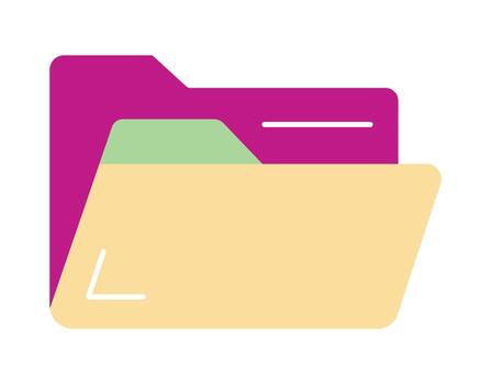 Vibrant flat design folder icon for document storage and data organization. Modern graphic symbol for business, web, and app interface. vector