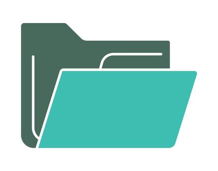 moderno plano diseño carpeta icono en verde y verde azulado un sencillo gráfico símbolo para archivo gestión, datos almacenamiento, y documento organización. vector