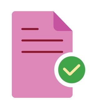 moderno plano diseño documento icono con un verde marca de verificación. un sencillo símbolo para tarea terminación, aprobación, y exitoso verificación. vector