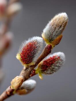 A Close Look at the Fuzzy Texture of a Willow Bud photo