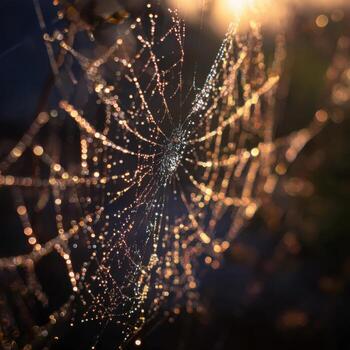 A Spider Web Covered in a Diamond Like Dew Necklace photo