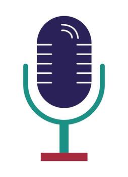 Retro Studio Microphone Icon for Podcasting and Broadcasting. A flat graphic for radio, interviews, and audio recording. vector
