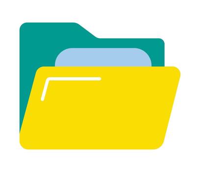 Colorful flat design folder icon for document storage and data organization. Simple graphic for office, business, and web interface. vector