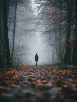 A Solitary Stroll in November on a Quiet Path photo