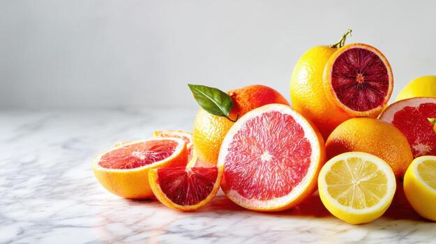 un brillante agrios diseño para invierno en mármol foto