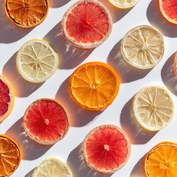 A Graphic Pattern Of Dry Citrus Slices And Hard Light photo