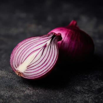 The Cross Section Of A Red Onion In A Simple Photo