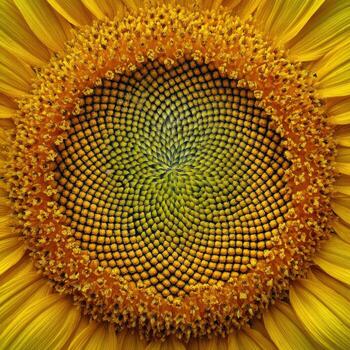 A Closeup Of The Fibonacci Pattern In A Sunflower Core photo