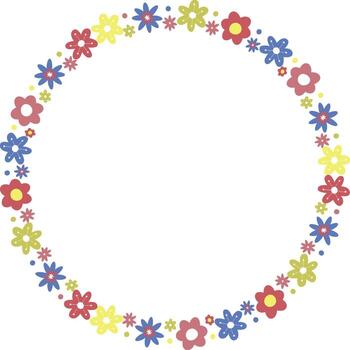 Spring meadow frame. Rectangle frame with flowers, daisy empty frame box vector