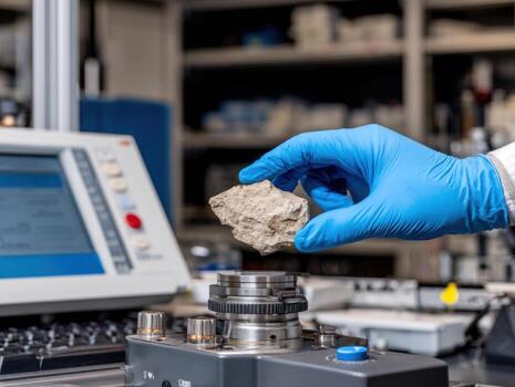 The Process of a Scientist Putting a Rock into a Mass Spectrometer photo