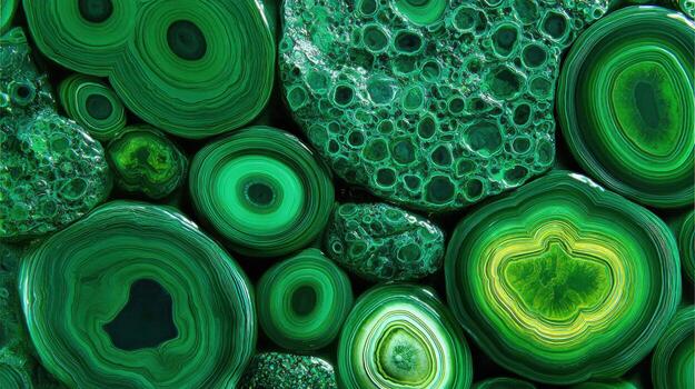 A Polished Malachite Gemstone with Emerald Green Swirl Patterns photo