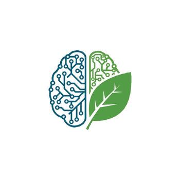 Futuristic AI Brain icon showing the connection and evolution of artificial intelligence, a Neural Tech machine mind for smart robot intelligence and brainstorming vector
