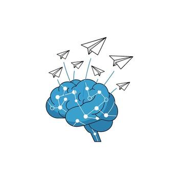 Exploring AI brain technology and artificial intelligence with brainstorming, imagination, and neural tech connection for futuristic robotics evolution vector