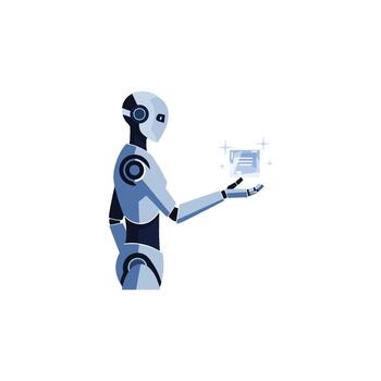 futurista robótica y el evolución de un máquina mente un inteligente robot con ai cerebro demuestra artificial inteligencia, asistencia, y neural tecnología vector