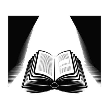 Open Book Silhouette Illustration with Light Beams for Knowledge and Learning Concepts vector