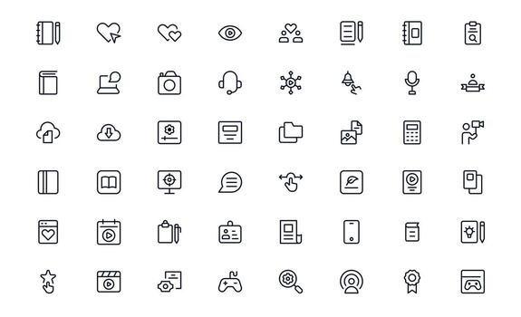 Flat Content Creation Icons Set. Modern social media, blogging, production, and digital marketing tools in a clean flat design perfect for creative projects. vector