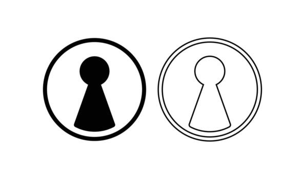 Two keyhole icons one solid black and one outline in a circle vector