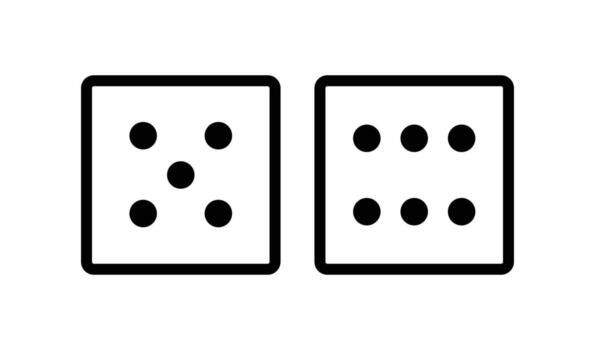 Two simple dice icons showing the numbers five and six vector