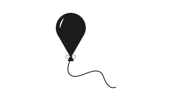 Simple black balloon with string isolated on white background vector