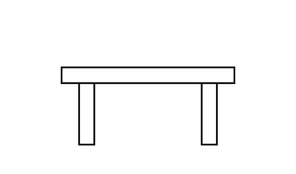 Simple line drawing of a rectangular table with four legs vector