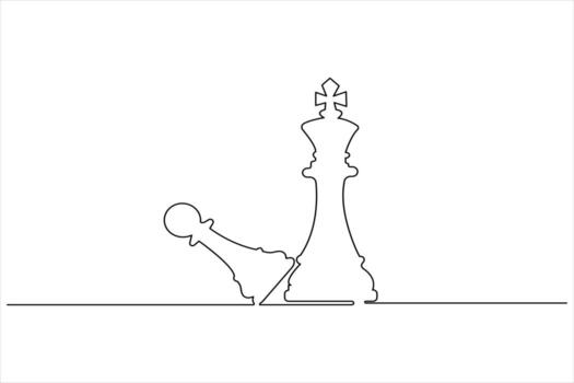 Outline chess knight icon in stylish continuous line drawing vector