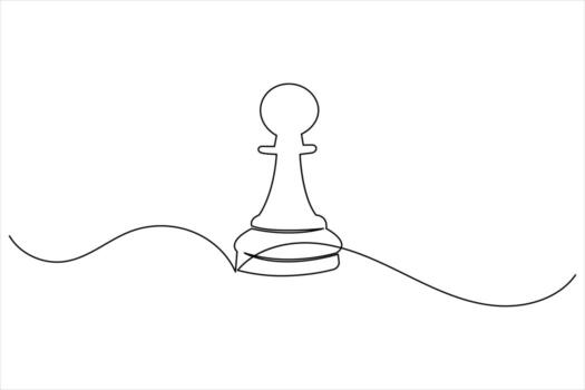 Creative knight chess icon in single continuous line art style vector