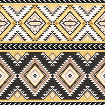 Tribal striped seamless pattern. Aztec geometric beige background. Can be used in textile design, web design for making of clothes, accessories, decorative paper, wrapping, envelope, backpacks, etc. vector