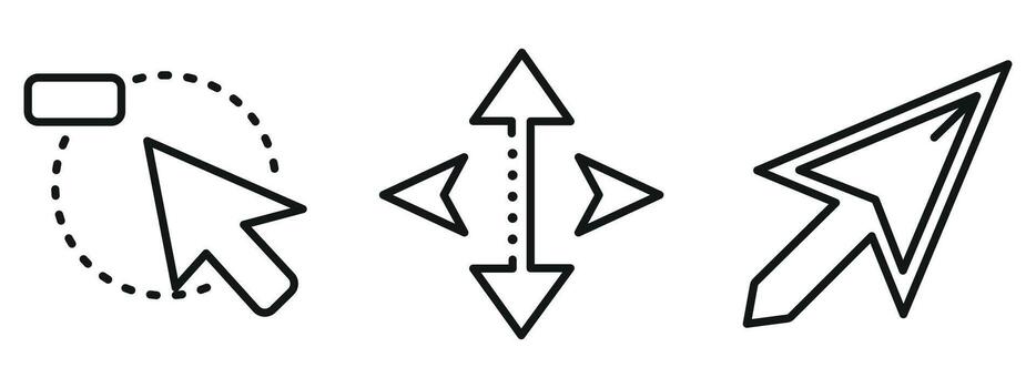 Arrow Icon Set Outline and Minimal Direction Symbols for Navigation and Interface Design vector